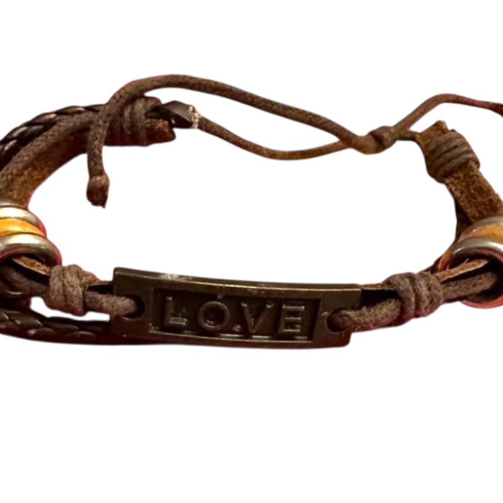 Rustic Brown Leather Love Bracelet
